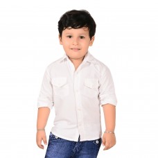 Ice Blue Casual Cotton White Shirts for Baby Boys (6 Months to 9 Years)